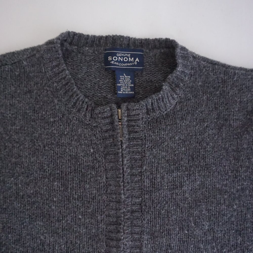 Vintage Sonoma Charcoal Nordic Zip Cardigan Cabincore Grandmacore L - Picture 8 of 8
